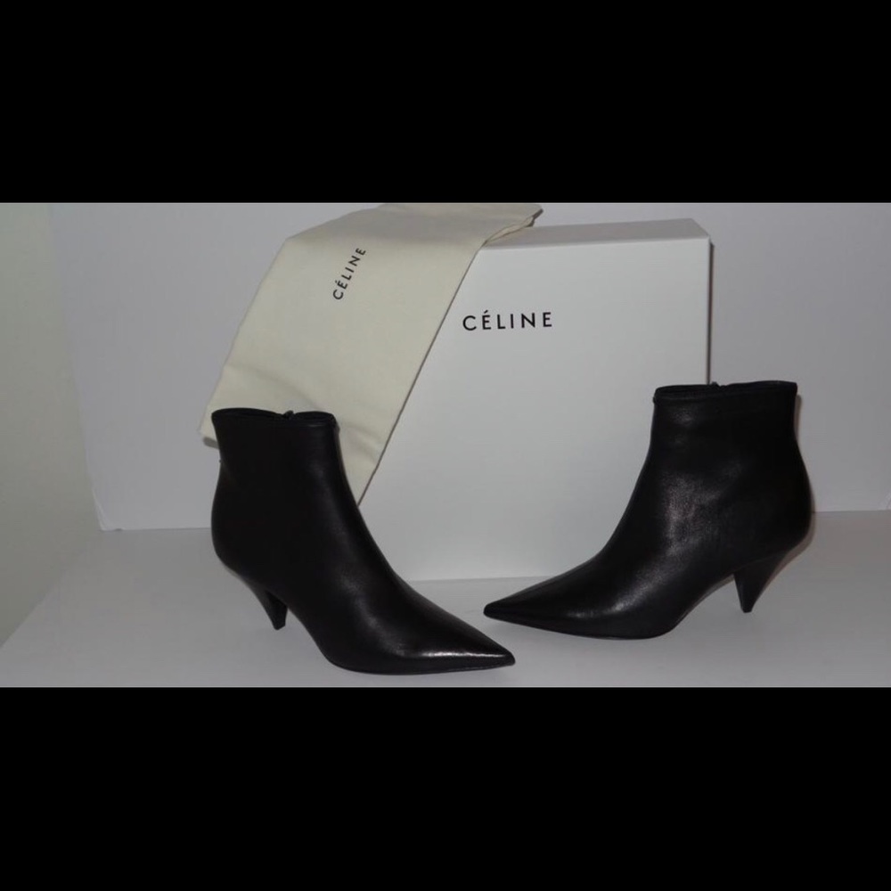 CELINE BLACK SOFT LAMBSKIN LEATHER ANKLE BOOTS 70 - Picture 8 of 8